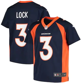 youth nike drew lock navy denver broncos player game jersey